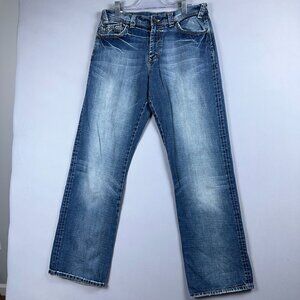 Mavi Bootcut Jeans Womens Size 34/34 Low Rise Medium Wash Denim Stretch Blue